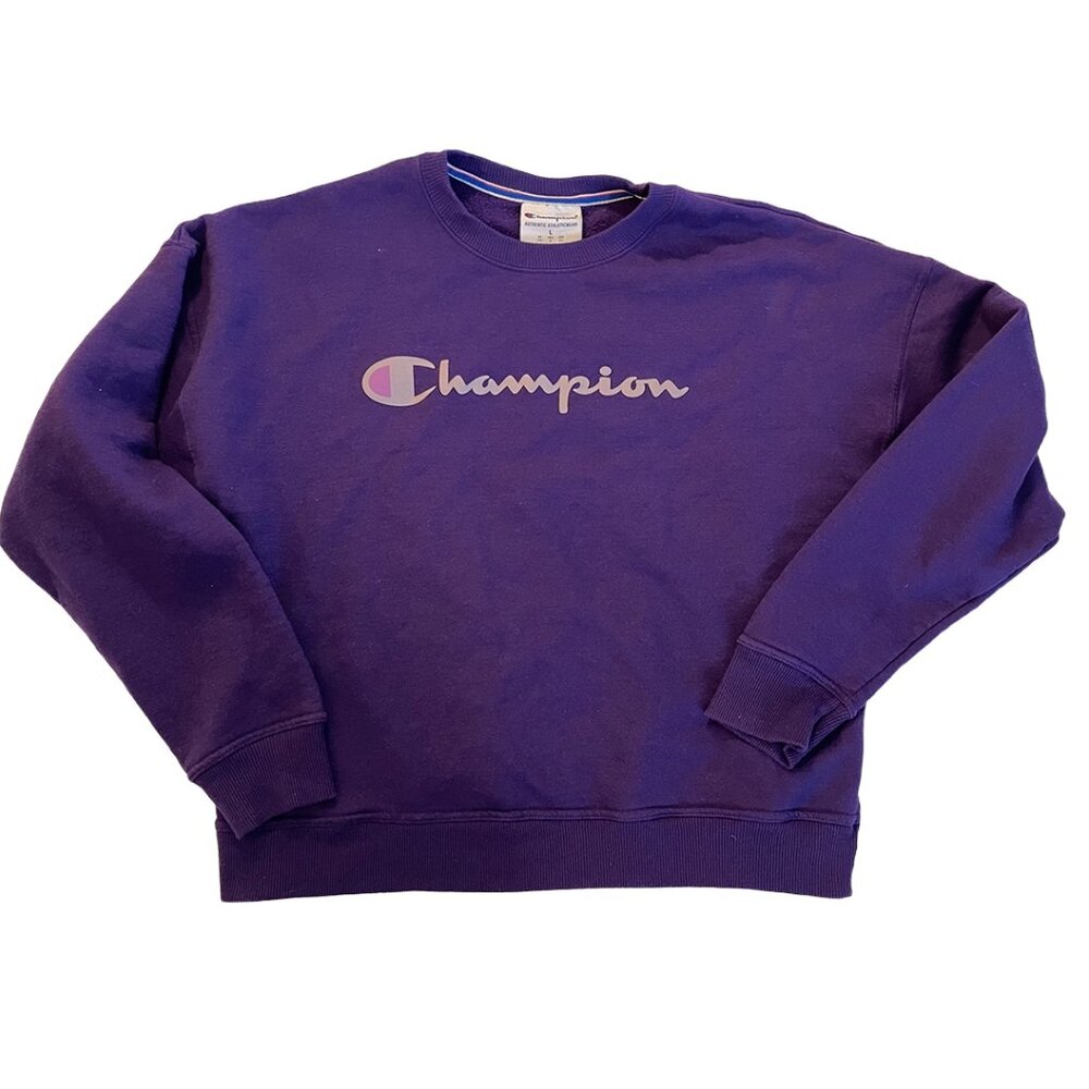 Champion Crewneck Sweatshirt | Purple Y2K Vintage | Size Large